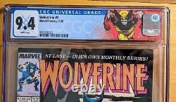 1988 WOLVERINE #1 CGC 9.4 WHITE PAGES custom label 1st Patch