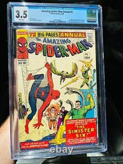 1st Appearance Sinister Six! Amazing Spider-Man Annual #1 CGC 3.5 WHITE PAGES