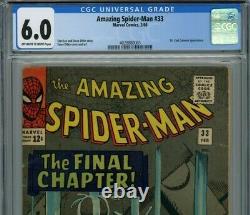 Amazing Spider-Man #33 1966 CGC 6.0 Off White to White Pages DR Curt Connors App