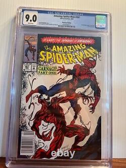 Amazing Spider-Man #361 Newsstand CGC 9.0 (1992 Marvel) 1st Carnage, White Pages