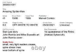 Amazing Spider-Man #41 CGC 8.0 Off White to White Pages 1st Appearance the Rhino