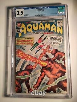 Aquaman #1 CGC 3.5, HTF WHITE PAGES, DC 1962, 1st App. Quisp, Huge Key, New Slab