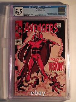 Avengers #57, CGC 5.5, WHITE Pages, 1968, 1st App Vision, Roy Thomas, Huge? 