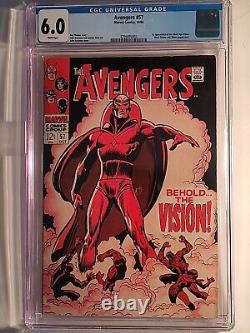 Avengers #57, CGC 6.0, WHITE Pages, 1968, 1st App Vision, Roy Thomas, Huge? 