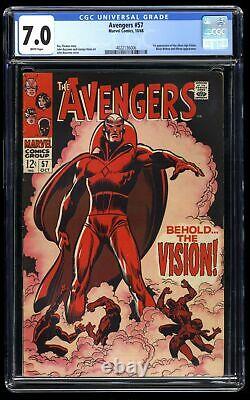 Avengers #57 CGC FN/VF 7.0 White Pages 1st Vision