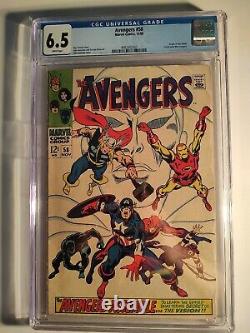 Avengers #58, CGC 6.5, White Pages, Origin of Vision, Roy Thomas, MCU, Disney+