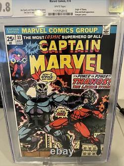 CAPTAIN MARVEL #33 CGC 9.8 ORIGIN OF THANOS DRAX DEATH AVENGERS White Pages