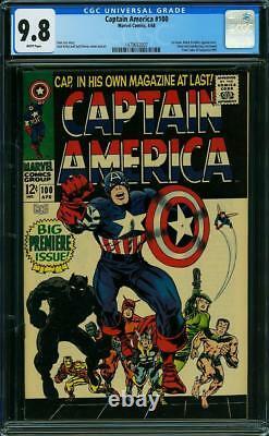 Captain America #100 CGC 9.8 1968 1st Issue! White Pages! NM/Mint! G9 147 cm