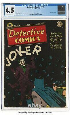 DETECTIVE COMICS 114 CGC 4.5 OWithWhite Pages JOKER Cover 1946 GOLDEN AGE