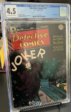 DETECTIVE COMICS 114 CGC 4.5 OWithWhite Pages JOKER Cover 1946 GOLDEN AGE