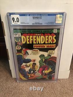 Defenders #17 CGC 9.0 White Pages (Marvel Comics, 1974) 1st Wrecking Crew
