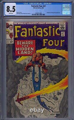 Fantastic Four #47 Cgc 8.5 Inhumans Dragon Man Jack Kirby White Pages