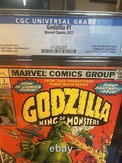 Godzilla #1 Cgc 9.2 Near Mint White Pages 1977 David Cockrum Pin Up Marvel Comic