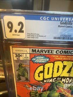 Godzilla #1 Cgc 9.2 Near Mint White Pages 1977 David Cockrum Pin Up Marvel Comic