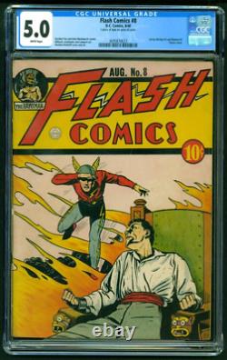 Golden Age Flash Comics 8 CGC 5.0 VG/FN White Pages classic bondage cover scarce