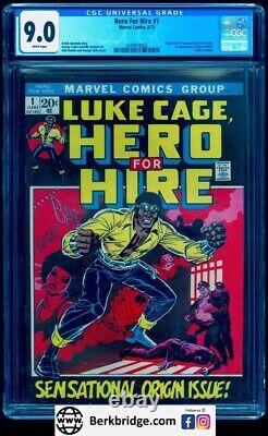 HERO FOR HIRE 1 CGC 9.0 WHITE PAGES RARE PERFECT WRAP 6/1972? 1st LUKE CAGE