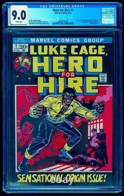HERO FOR HIRE 1 CGC 9.0 WHITE PAGES RARE PERFECT WRAP 6/1972? 1st LUKE CAGE