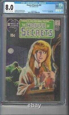 House of Secrets #92 CGC 8.0 OWithWhite Pages 1st Appearance of Swamp Thing