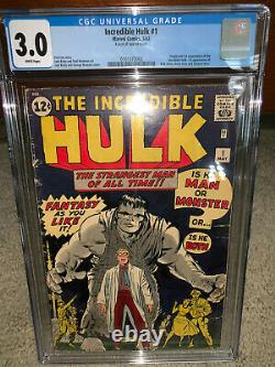 Hulk #1 CGC 3.0 Marvel 1962 WHITE pages! Key Silver Age! RARE! D4 102 cm cl b0