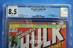 INCREDIBLE HULK 181 Wolverine Marvel 1974 with MVS CGC 8.5 VF+ WHITE PAGES! Wow