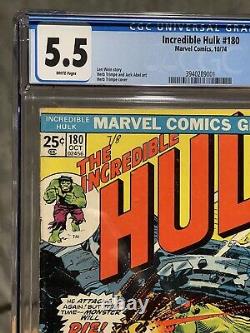 Incredible Hulk 180 CGC 5.5 White Pages FIRST APPEARANCE WOLVERINE (Cameo)