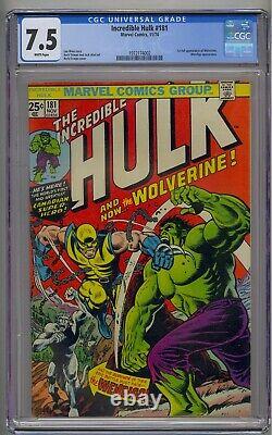 Incredible Hulk #181 Cgc 7.5 1st Full Wolverine Wendingo App White Pages