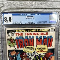 Iron Man 55 Cgc 8.0 1974 White Pages 1st Thanos