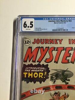 Journey Into Mystery 83 Cgc 6.5 White Pages Marvel Silver Age 1st App Thor