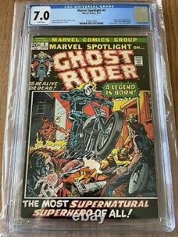 MARVEL SPOTLIGHT #5 CGC 7.0 1st Appearance GHOST RIDER. White Pages Marvel 1972