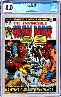 Marvel IRON MAN (1973) #55 CGC 8.0 VF Key 1st THANOS + DRAX App WHITE PAGES