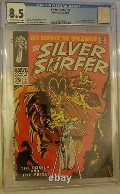 SILVER SURFER #3 CGC 8.5 Of W to White pages1st APP OF MEPHISTO 1968
