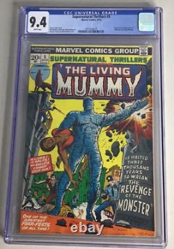 SUPERNATURAL THRILLERS #5 CGC 9.4 WHITE Pages KEY 1st app LIVING MUMMY Marvel