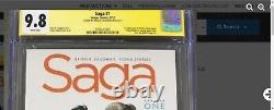 Saga #1 CGC 9.8 SS Signed By Brian K Vaughn 1st Print WHITE PAGES