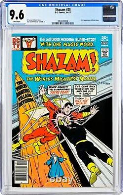 Shazam 28 CGC 9.6 White Pages DATE STAMP ON FRONT 2nd App Black Adam 1977