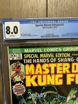 Special Marvel Edition #15 CGC 8.0 WHITE PAGES 1st appearance of SHANG CHI MCU