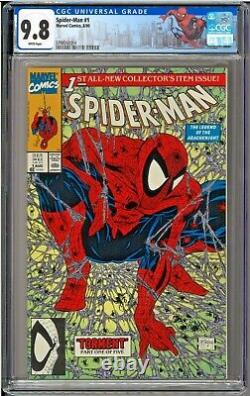 Spider-Man #1 CGC 9.8 White Pages Todd McFarlane Green Cover Spider-Man Label