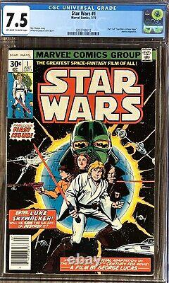 Star Wars 1 Cgc 7.5 1977 Marvel White Pages