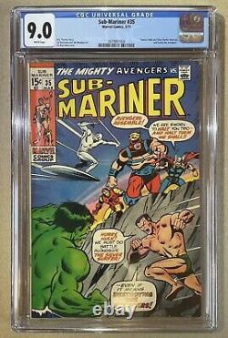 Sub-mariner #35 Cgc 9.0 White Pages! Pre-defenders 1971 Hulk, Silver Surfer