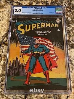 Superman #24 Cgc 2.0 Rare White Pages Looks Nicer Classic Flag Cover Invest Now