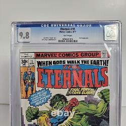 THE ETERNALS #15 CGC 9.8 Hulk White Pages Marvel Comics Bronze Age