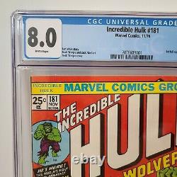 THE INCREDIBLE HULK #181 1ST APPEARANCE WOLVERINE 1974 CGC 8.0 White Pages