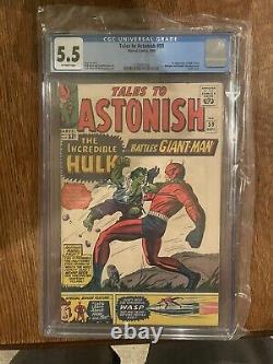 Tales To Astonish #59 CGC VG/FN 5.5 White Pages Giant-Man Vs. Incredible Hulk