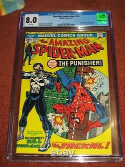 The Amazing SpiderMan #129 CGC 8.0 (Feb 1974, Marvel) 1st Punisher White Pages