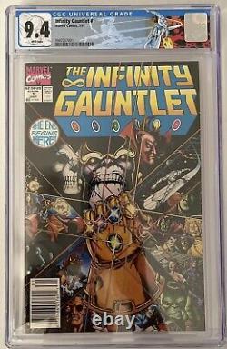 The INFINITY GAUNTLET #1 (1991) CGC 9.4 White Pages Newstand
