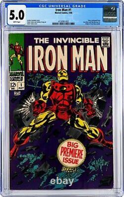 The Invincible Iron Man 1 CGC 5.0 White Pages Fresh from CGC Very NICE