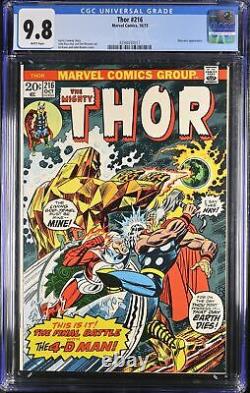 Thor #216 CGC NM/M 9.8 White Pages 4-D Man! John Romita Cover! Marvel 1973
