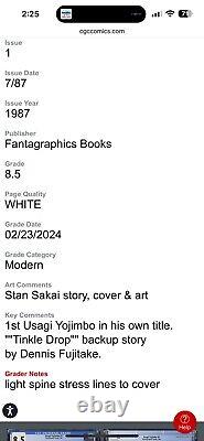 Usagi Yojimbo #1, Fantagraphics, CGC 8.5 White Pages Netflix Series Coming