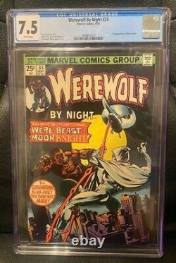 Werewolf By Night #33 CGC 7.5 WHITE PAGES 2nd App MOON KNIGHT MCU HOT! 32 33