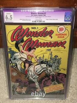 Wonder Woman #1 CGC 6.5 DC 1942 Holy Grail! WHITE Pages! Movie! (R) F12 125 cm